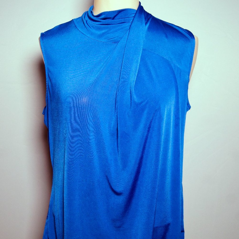 Worthington Womens Sleeveless Blouse, Blue. Petite Large